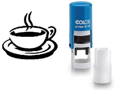 Coffee Cup Stamp - Loyalty Card Stamper, Self-Inking Black Ink, Approx. 11mm, with handt dust Cover