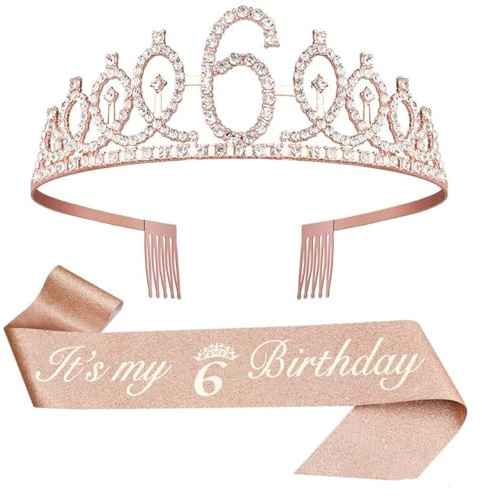 Geburtstagskrone Mädchen - Geburtstag 6 Jahre Mädchen, Birthday Girl, Geburtstagsgeschenke für Kinder