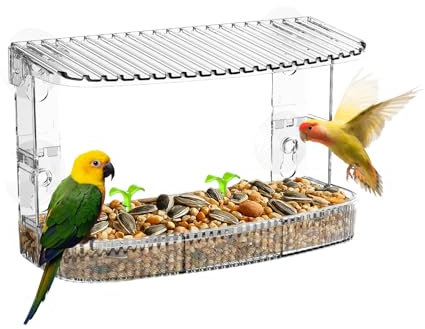 Vogelhaus Fenster, Fenstervogelfutterhaus für Draußen Transparentes Wildvogelhaus ohne Spuren für Garten, Hof, Senioren und Kinder zum Beobachten (Saugnapf + Selbstklebende Haken)