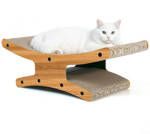 Junhonsion Cat Scratcher Bed, Dual-Sided Cardboard Scratchers for Indoor Cats - Scratching Board & Sturdy Cat Lounger Hammock Chair Furniture