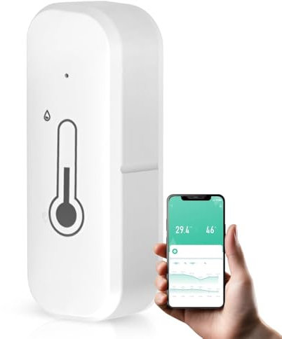 WiFi Humidity Temperature Monitor, WiFi Thermometer Outdoor Hygrometer Sensor for Remote Monitor and Notification Alert, High Precision Indoor Thermometer with Tuya App for Baby, Pet, Garden, Office