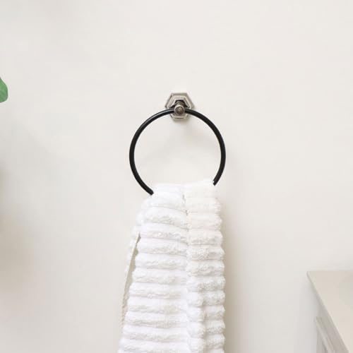 Melody Maison Chrome Silver and Black Art Deco Towel Ring