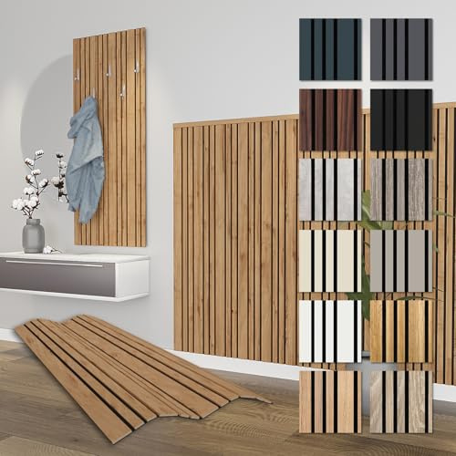 HEXIM Akustikpaneele 6 Stück 138,5x60cm Holz Mila - flexible Holzpaneele Platten Wandpaneele Wanddeko Wand Kombipaneel Wandverkleidung Schalldämmung Akustikfilz braun (4.98m² Pecan)