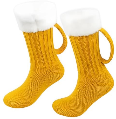 Qnvyw Biersocken, Lustige Bier Socken Für Oktoberfest, Authentische Bayerische Trachten Strümpfe, Gelbe Bierkrug-Socken, Als Geschenk Für Männer Und Frauen