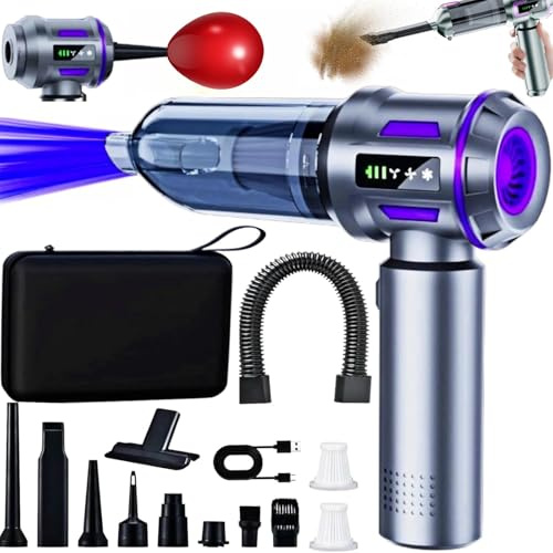 4-in-1 Handstaubsauger Akku Starke Saugkraft, 22000PAAuto Staubsauger Stark, 3 Gang Aufladbar Tragbar Mini Auto Kabellos Staubsauger, Elektrische Staubgebläse für Auto, Küche, Büro, Haus, Tierhaar