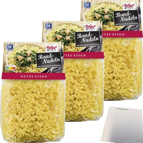 usy Bundle für Hofgut Bandnudeln 8mm 3er Pack (3x500g Beutel) + usy Block