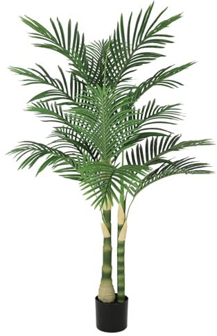 Nafresh Palmier artificiel ultra résistant aux UV avec double tronc, 152,4 cm de haut, pour intérieur et extérieur, pour salon, maison, bureau, terrasse, jardin