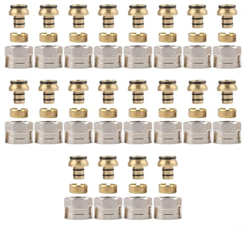 Brass Underfloor Heating Connector 16mm, Nickel Plated Manifold Fitting for Underfloor Heating Systems, Secure Pipe Connection for 1-20 Sets(20pc)