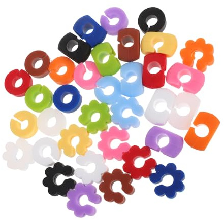 STOBAZA 36pcs Wine Charms Mug Identifier Label with Goblet Shapes 0.98x0.59x0.39in Sturdy Silicone Drink Identification Secure Attachment Colorful Design for Party and Weddings