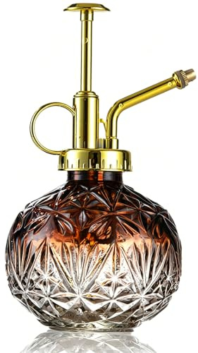 ZZHBSR Botella pulverizadora de cristal para plantas, 240 ml, pulverizador a presión, pulverizador de plantas retro en relieve con bomba para balcón, pequeñas plantas de jardín, interior, hogar u