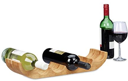 Relaxdays Weinregal aus Bambus, für 6 handelsübliche Flaschen, originelles Design, liegend, HBT: ca. 8 x 47,5 x 11,5 cm, natur