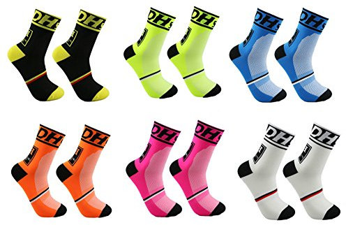 HemeraPhit Chaussettes d'entraînement de compression en plein air cyclisme football course à pied femmes hommes chaussettes de sport (6 paires assorties)