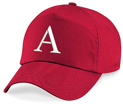4sold Unisex Jungen Bindemütze Babymütze UV 200 Mütze Kleinkindmütze Mädchen Kinder Hut Kinder Kappe Alphabet A-Z Rot