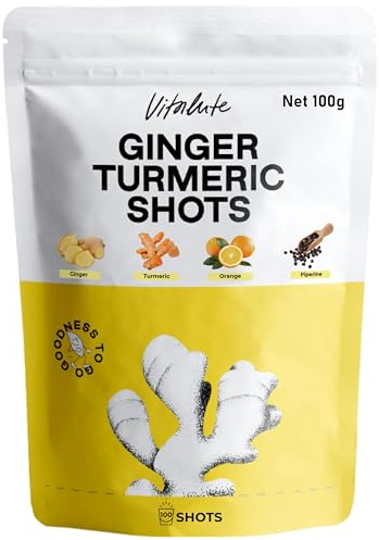Ginger Turmeric Supplements, 100g/100 Shots of Turmeric Ginger Powder Boosted with Orange, Curcumin, Vitamin C, D & Zinc for Joint, Gut, Keto & Immune Support – Health Drink