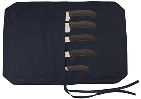 A AIFAMY Chef's Knife Roll Up Bag Travel Chef Knife Case Carrier Storage Bag (Black, 5 Slots)