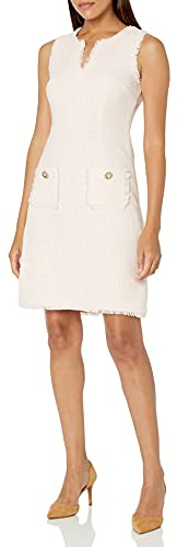 KARL LAGERFELD Damen Tweed Shift Dress with Pockets Lässiges Kleid, Rose, 42