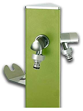 TRIANGLE AQUAPOINT Wassersäule mit 2 AQUAPOINT Wasserhähnen - grün (MATT Green) GartenzapfstelleWasserzapfstelle,Wasserzapfsäule