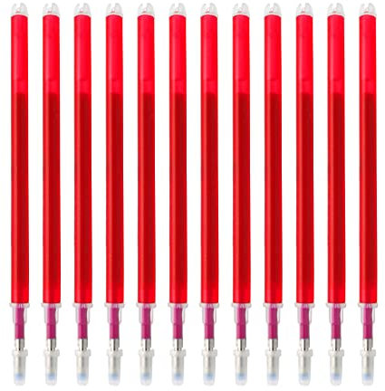 12 recambios para bolígrafos borrables de 0,7 mm, tinta roja borrable