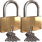 Padlock with Key - 2 Large Heavy Duty Pad Lock 5 Matching Keys - Weatherproof Rust Resistant Steel Brass Keyed Alike Padlocks, Gate Locks for Outdoor Fence, Door, Gym Lockers, Storage Unit (2-Pack)