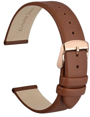 WOCCI 18mm Elegantes Uhrenarmband für Damen mit Roségoldener Schnalle (Terrakotta Braun)