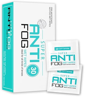 OPTIPAK Anti Fog Wipes for Glasses, Binoculars, Face Shields, Ski Masks or Swim Goggles | Pre-Moistened Cleaning Antifog Lens Wipes for Eyeglasses and Defogger for Glasses (30 Count)