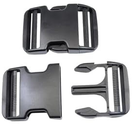 Baitoo Extra dicke, doppelt verstellbare Schnallen in Militärqualität, 5,1 cm breit, 2 Clips, kein Nähen, robuster Kunststoff- für Bauchtasche, Rucksack, Nylongurt, Gurtband, Bootsabdeckung