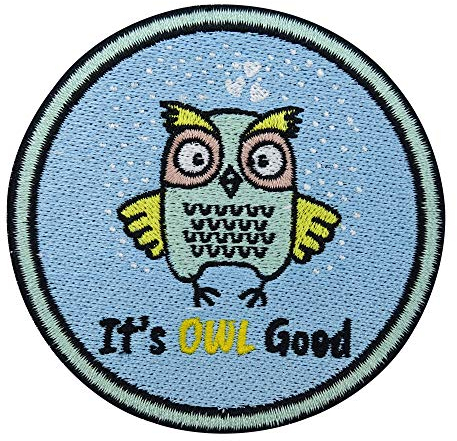Finally Home It's OWL Good Eule Patch zum Aufbügeln | Lustige Patches, Witzige Tier Bügelflicken, Vogel Tiere Flicken, Aufnäher