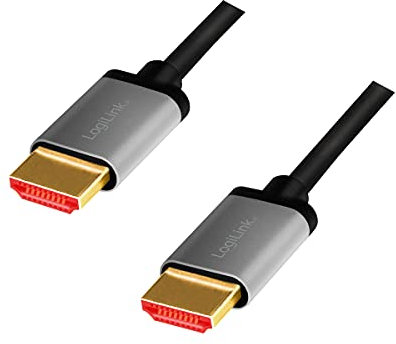 LogiLink CHA0106 - HDMI Anschlusskabel 8K/60 Hz, Alu, schwarz/grau, 3 m