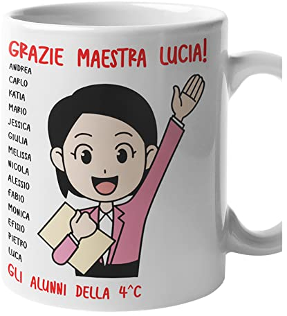 Colorfamily Tazza Maestra Personalizzabile con Nome maestra, Nomi Alunni e Classe Grazie Maestra Regalo Maestra fine Anno