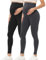 Buttergene Damen Umstandsleggings über dem Bauch Schwangerschaft Active Wear Workout Yoga Tights Hose, 2er-Pack, Schwarz/Dunkelgrau, M