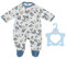 Baby Annabell Strampler, Anzug mit blauen Details und Allover Print mit Blättern auer Anzug für 43 cm Puppen, 706824 Zapf Creation