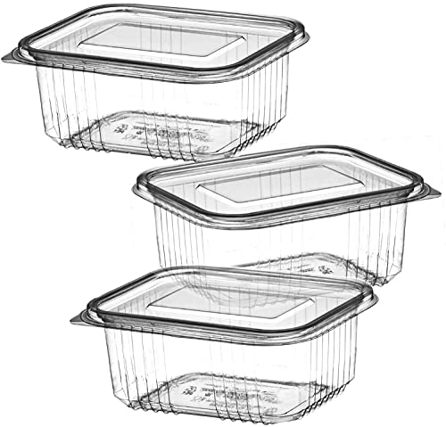 Streetfood Packaging 50pcs Clear Salad Containers with Hinged Lids [500ml / 500cc, 50 Pack] - Reusable Plastic Food Container with Hinged Lids (500cc)