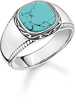 THOMAS SABO Unisex Ring türkis 925 Sterlingsilber, Geschwärzt TR2388-878-17
