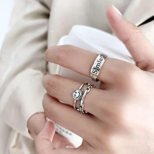Smiley Face Ringe für Frauen Paare Mode Einfache doppellagige geometrische Party Schmuck Geschenke