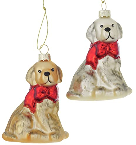 2 STK Christbaumkugeln Highland Cow braun Gold Farben 6x4cm Kuh Schottland Kühe Rinder Glas Weihnachtskugeln Weihnachtsdeko Anhänger Hänger Glaskugeln Bauernhof