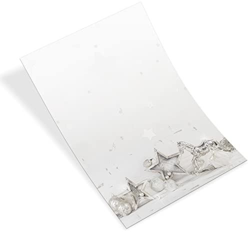 Logbuch-Verlag 25 x edles Briefpapier zu Weihnachten DIN A4 grau silber Schaukelpferd - Weihnachtspapier geschäftlich Firma Kunden Mitarbeiter