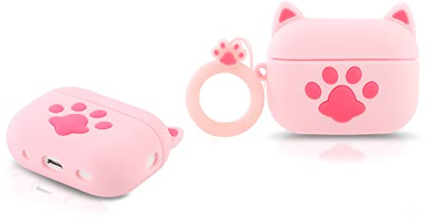 Derhom Airpods Pro 2 Silikon Niedliche Lustige Abdeckung Kompatibel mit Apple Airpods Pro und Pro 2[Cartoon-Serie] (Cat Paw Pink)