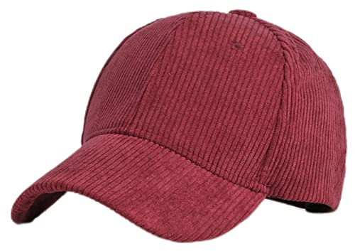 GIBZ Cappellino da Baseball Classic Unisex, Cappello da Sole in Velluto a Coste Regolabile con Visiera Curva, Berretto per Sport, Borgogna