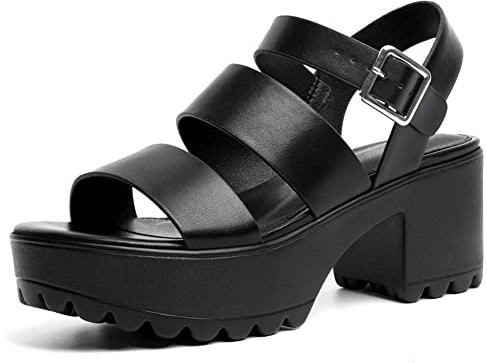 GOUPSKY Plateau-Sandalen, Espadrilles-Pantoletten für Damen, Keilabsatz, offener Zehenbereich, Schlupfsandalen, Bast, Damensandalen, Schuhe für Sommer, Urlaub, Strand, Freizeit, E061-black, 38.5 EU