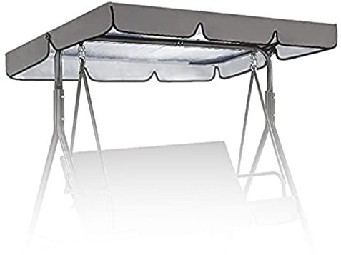 Replacement Canopy for Swing Seat, Swing Chair Canopy Replacement, 2 & 3 Seater Hammock Cover with 4 Reinforced Corner Pockets, Waterproof Sun Shade,Grey,190 * 132 * 15cm