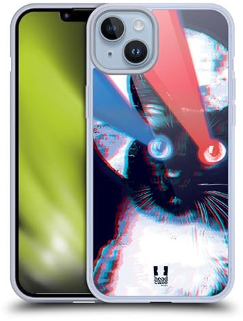Head Case Designs Láser Gatos Extraños Caso de Gel Suave Compatible con Apple iPhone 14 Plus