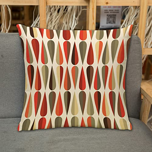 Kissenbezug Zierkissenbezug Dekorative,Retro-Dekoration, Wohnkultur im Stil der 60er und 70er Jahre, geometrisches, rundes De,Dekokissen Deko mit Verstecktem Reißverschluss für Sofa Büro Bett 45x45 cm