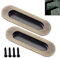 2 Pack Sliding Door Handles, Rectangular Recessed Sliding Door Handles for Cabinet Drawer Inset, Stainless Steel Concealed Flush Pull Handles for Kitchen Barn Door Closet