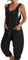 BRONG Salopette da Donna Tuta con Tasca Casual Sciolti Estate Pagliaccetto Senza Maniche con Le Spalline Salopette Regolabile Pantaloni con Pettorina Nero M