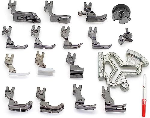 YEQIN 19PCS Industrial Sewing Machine Presser Foot Set and Bobbin Case fit JUKI DDL-5550 DDL-5600 DDL-8300 DDL-8500 Singer 188K 191D 195K 196K