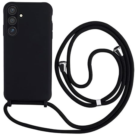 Keteen Collier pour Samsung Galaxy S23 FE Coque Silicone Liquide Bumper Housse Galaxy S23 FE Lanière avec Cordon Réglable Longueur Chaîne Lanyard Case Housse pour Samsung Galaxy S23 FE, Noir