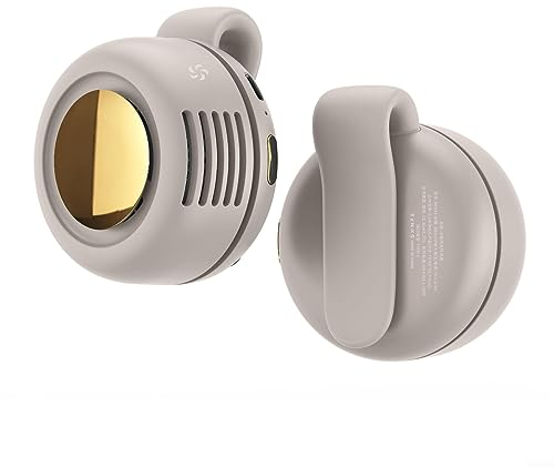 URPIZY Taillen-Ventilator, 900 mAh, tragbar, per USB wiederaufladbar, mit 3 Geschwindigkeiten, Mini-Schreibtisch-Lüfter für Zuhause, Büro, Reisen, Outdoor-Sport (weiß)