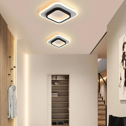 DELIPOP Moderne LED Deckenleuchte, 21W 3000LM Deckenlampe Quadratisch Schwarz, Geometrisch Deckenleuchten, Deckenbeleuchtung für Wohnzimmer Schlafzimmer Flur Küche, Warmweißes Licht 3000K