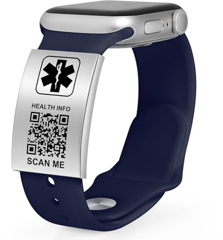 Theluckytag Medizinische Armbänder für Männer und Frauen mit QR-Code, medizinische Notfall-ID-Armbänder, Sportarmbänder für Jungen und Mädchen, wasserdichtes Silikonarmband für Handgelenke, 9'',