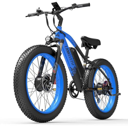 Kinsella MG740 Plus vélo électrique à Double Moteur avec Batterie au Lithium 48V 20Ah, pneus de 26 x 4 de Large, Suspension Avant (Bleu)